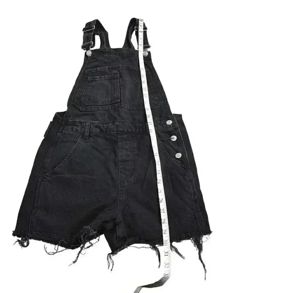 Topshop  Moto Denim Jean Shortalls Overalls Black Size 2 - Picture 8 of 12